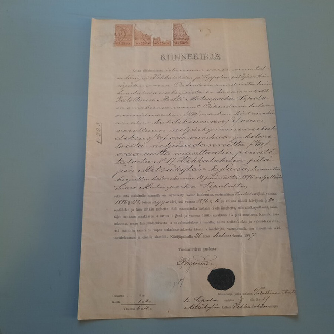Vehkalahti Sippola Metsäkylä,maakauppa v-1896