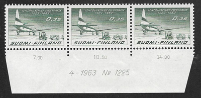 Lentoliikenne 0,35 1963 (LAPE 3x579) ** numerorivilö