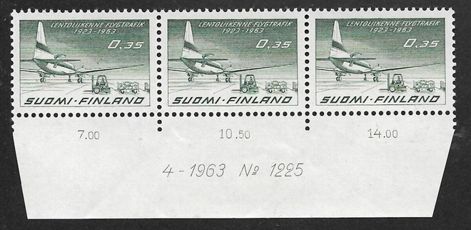 Lentoliikenne 0,35 1963 (LAPE 3x579) ** numerorivilö