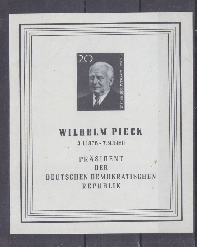 DDR 1960 Wilhem Pieck blokki.
