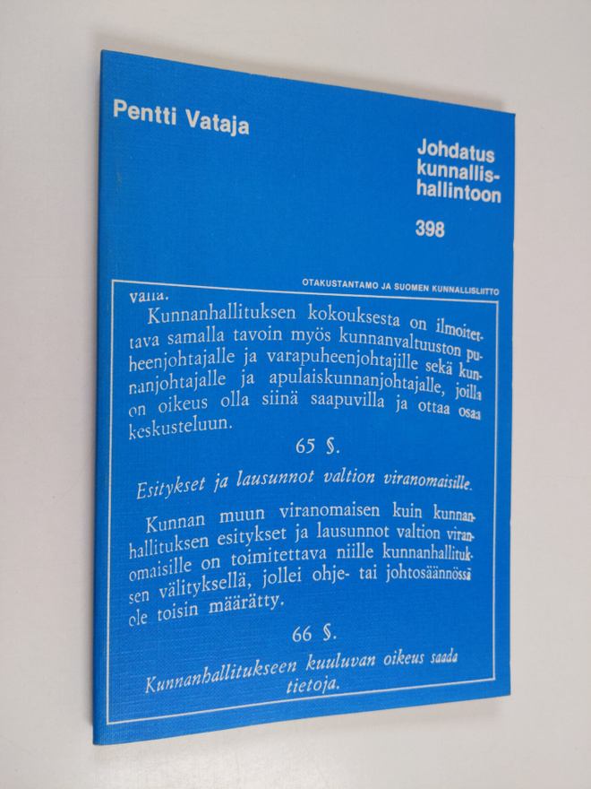 Pentti Vataja : Johdatus kunnallishallintoon