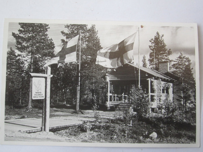 VANHA Postikortti Lappi Rovaniemi Napapiiri leima 1951