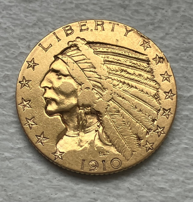 Kultaraha, USA 5 dollars 1910, kulta