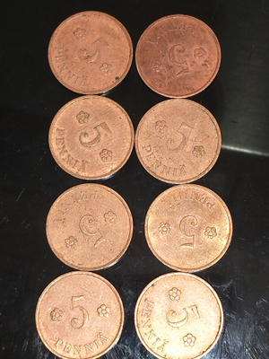 5 penniä 1937 8kpl