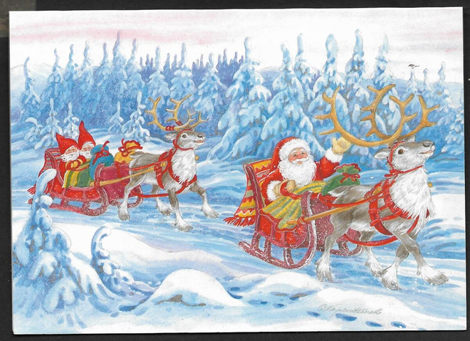 Joulupukit ajavat pororeellä - M-L Pitkäranta