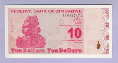 Zimbabwe 10 Dollaria v.2009 UNC P-94