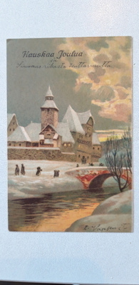 Vanha kortti 1930 luku, hieno linna maisema