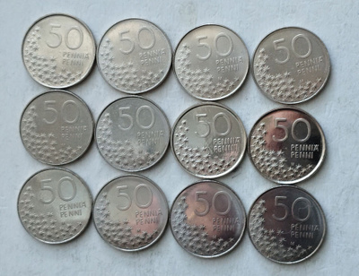 50 p. v. 1990-2001, circ+unc  12 kpl