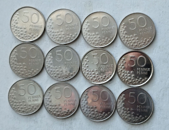 50 p. v. 1990-2001, circ+unc  12 kpl