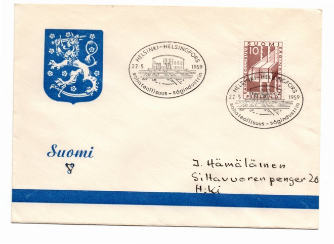 Helsinki: Sahateollisuus (erikoisleima 22.5.1959)