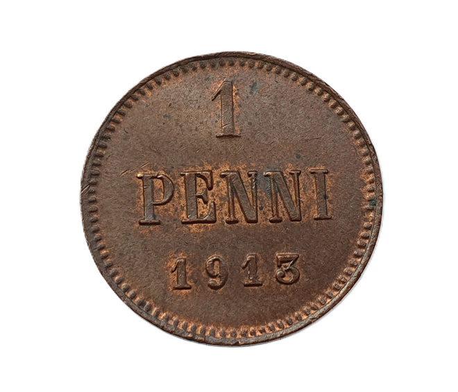1 penni 1913 - hienokuntoinen!