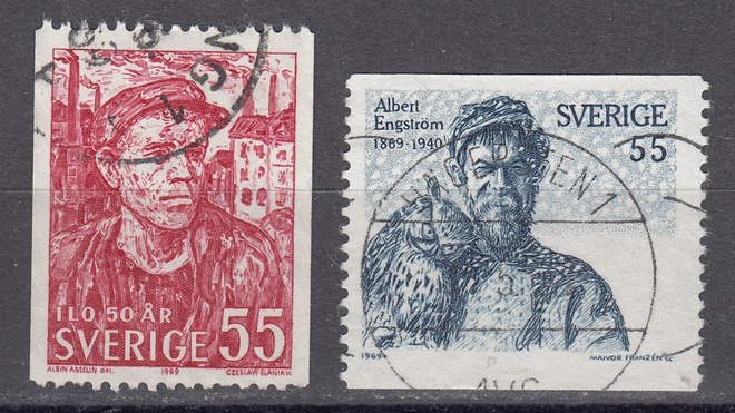 Ruotsi 1969 Fa 651A ja 655A ILO 50v. ja Albert Engström