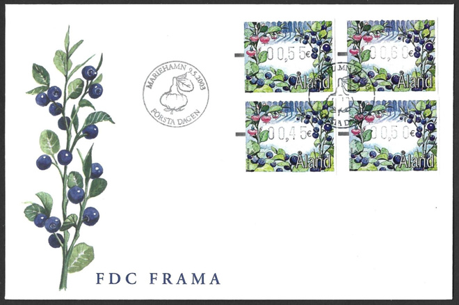 FDC Åland 2003 Mustikka FRAMA sarja LaPe ATM Å 15