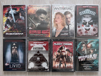 8 DVD:n kauhu- ja kulttielokuvapaketti – 6 avaamatonta