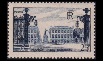 Ranska 762 ** Maisemia 25 Fr tummansininen Nancy (1946)