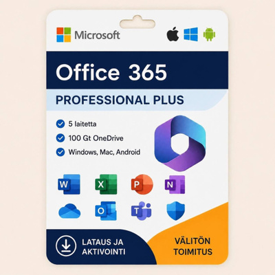 IKUINEN Office 365 Pro 5:lle PC/MAC/ANDROID/IOS