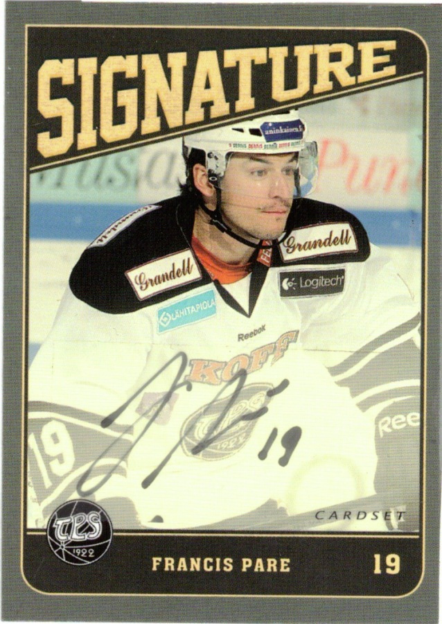 2013-14 Cardset FRANCIS PARE TPS signature nimmari