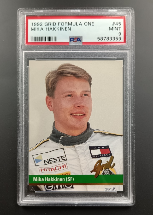 1992 Grid Motorcard #45 Mika Häkkinen Rookie PSA9