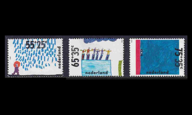 Alankomaat 1353-5 ** Voor het Kind vesi (1988)
