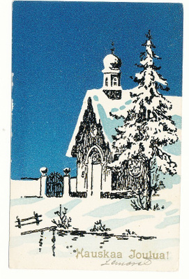 Joulukirkko, kohopintakortti - kulk. 1929