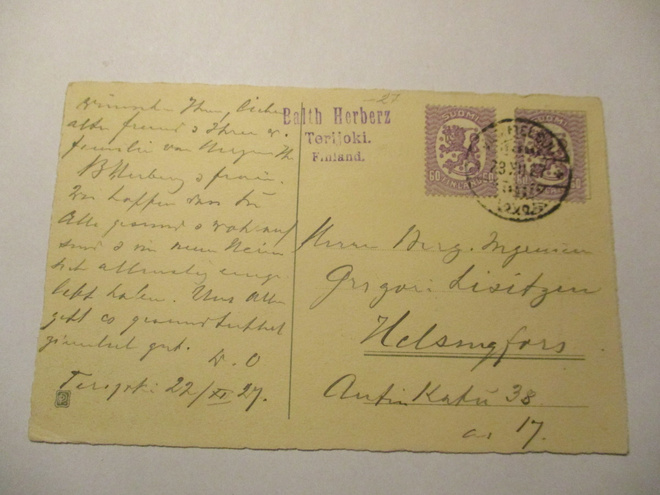 1927 Terijoki Balth Herberg kortti