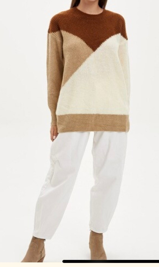 De facto rento colourblock neule pusero beige M ( L)