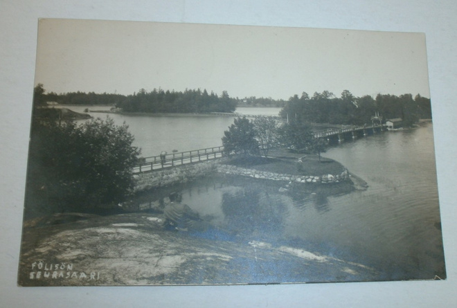 Helsinki, Seurasaari ja silta, vanha valokuvapk, p. 1922