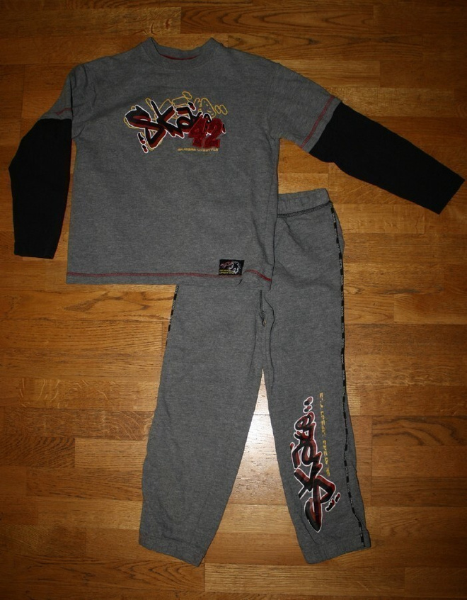 Lindex harmaa lämmin skate pyjama 134-140