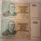 10 mk:n setelit, Litt.A (31kpl), ilman Litt.(40kpl), *(2kpl) - pikkukuva 1