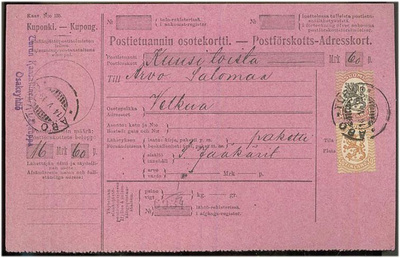 1919 postiennakkopaketti Velkualle