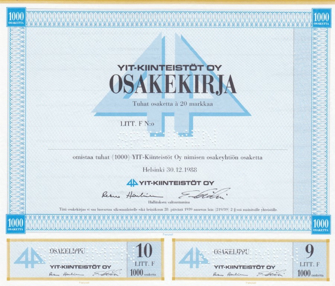 OKK 1988 YIT-Kiinteistöt Oy, Helsinki spec pörssi