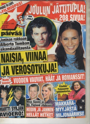 7-Päivää n:o 51/52 2001/2002 Miss Suomi. Janina & Alberto.