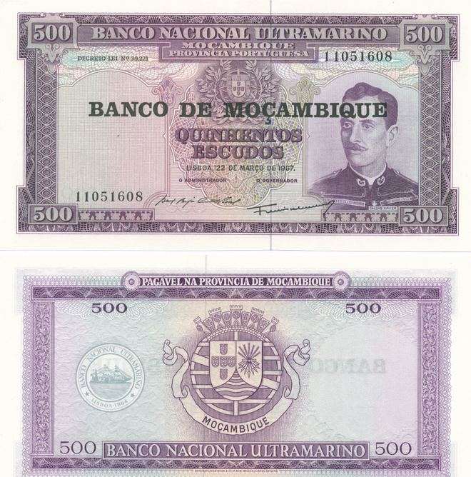 Mozambique 500 Escudos 1967 P118 #398
