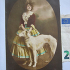 VANHA Kortti Nainen Borzoi Koira Venäjän Vinttikoira 1925 - pikkukuva 1