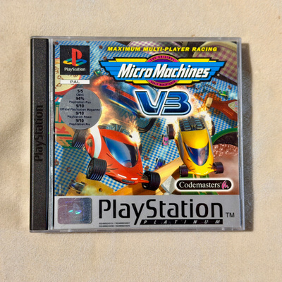 Micro Machines v3 PS1-peli (Platinum, PAL)