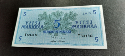 5 mk 1963 Litt.B, UUS-Pun, Y-sarjaa, KL 9-10