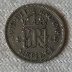 Hopea kolikko six pence 1945 George VI - pikkukuva 1