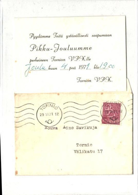 PAIKALLISKIRJE TORNIO VPK KUTSUKORTTI