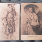 kaksi vintage taidekorttia - 1900-luku alku - pikkukuva 1