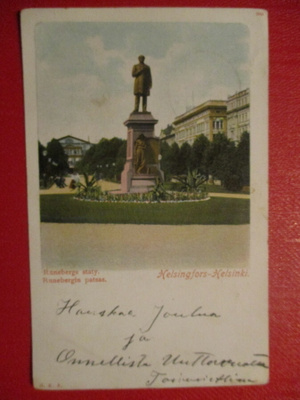 VANHA POSTIKORTTI - RUNEBERGIN PATSAS HELSINKI - ISOONKYRÖÖN
