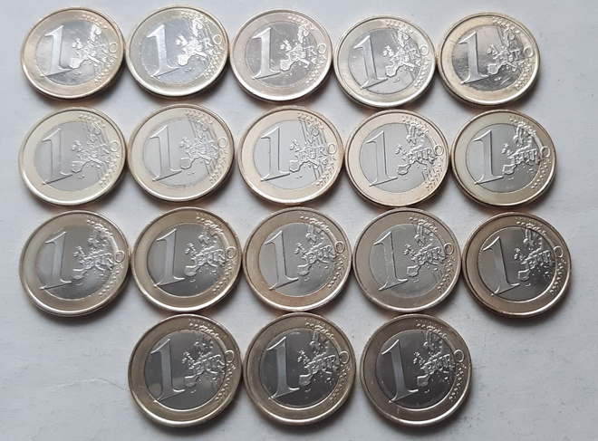 1 eur v 1999-2016, 18 kolikkoa, Suomi, unc