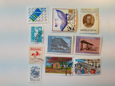 Postimerkki aihekokoelma posti ja filatelia 10 erilaista