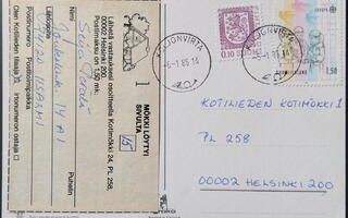 Kortti KOLJONVIRTA -leimalla 1986 ja Eurooppa-merkillä