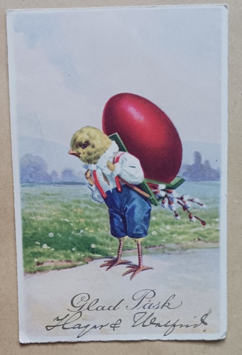 Tipupoika kantaa selässään jättimunaa, p. 1931