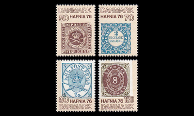 Tanska 607-10 ** Hafnia postimerkkinäyttely (1975)