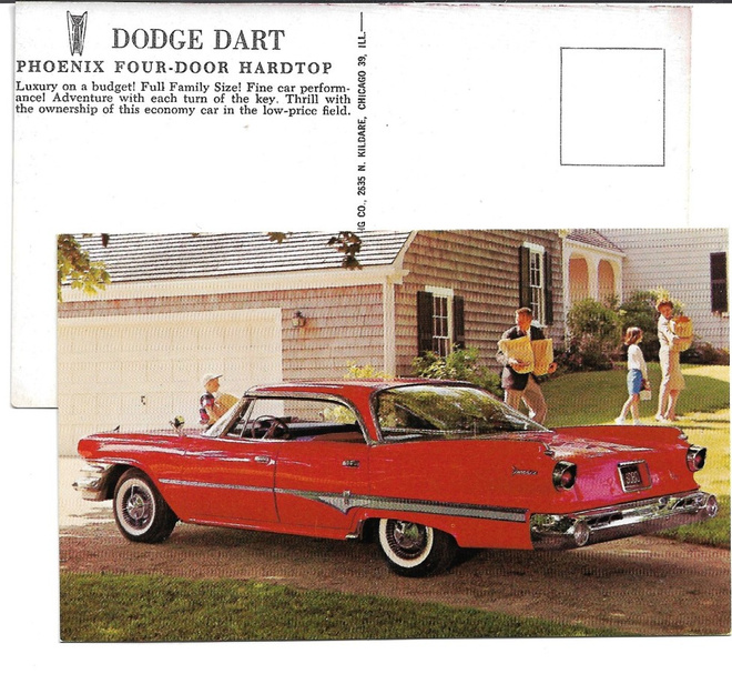 1960 Dodge Dart Phoenix postikortti esite - KUIN UUSI
