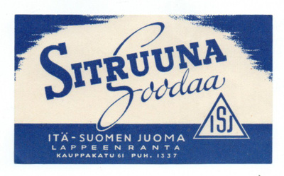 ITÄ-SUOMEN JUOMA LAPPEENRANTA. SITRUUNA SOODAA. Etiketti