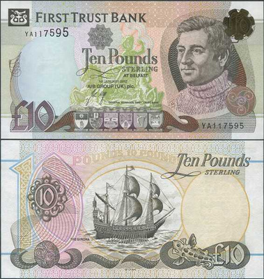 Pohjois-Irlanti First Trust Bank 10 Pounds 2012 (P-136b) UNC