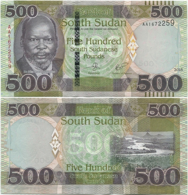 Etelä-Sudan 500 Pounds 2018 UNC uusi, AA-sarjaa