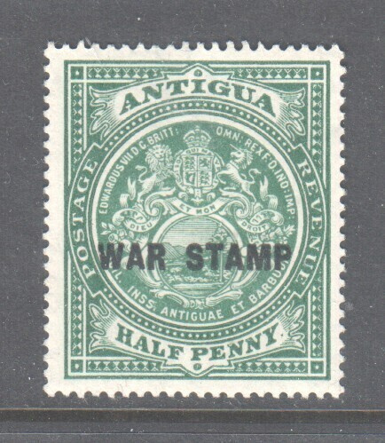 Antigua 1916 War tax½p musta lsp **